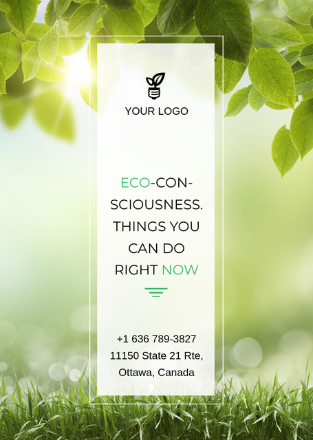 Eco Quote with Green Leaves Flyer A6 – шаблон для дизайна