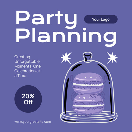 Partyszervezési szolgáltatások édességekkel Instagram AD tervezősablon