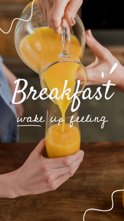 Designvorlage orangensaft zum frühstück für Instagram Story