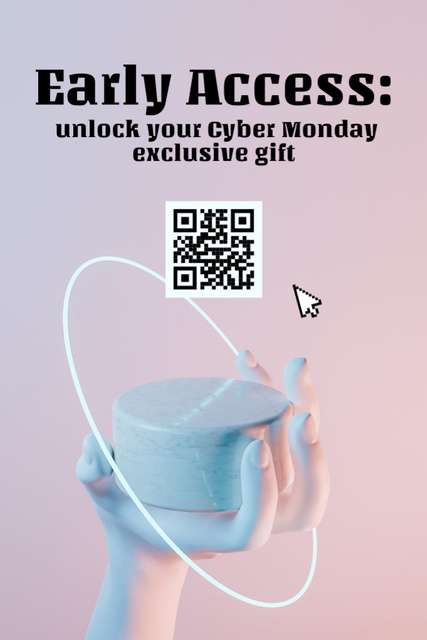Designvorlage Online Sale on Cyber Monday with White Hand für Postcard 4x6in Vertical