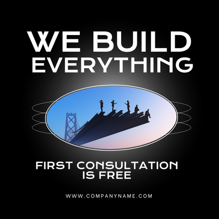 Plantilla de diseño de Servicios de Construcción y Arquitectura con Consulta Gratuita Adicional Animated Post 