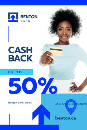 Platilla de diseño Cashback Service Ad with Woman with Credit Card Pinterest