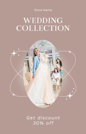 Bride Trying on Dress in Wedding Studio IGTV Cover Design Template