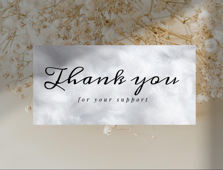Thank You for Support on Elegant Ivory Flowers Postcard 4.2x5.5in – шаблон для дизайну