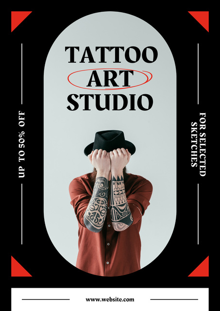 Platilla de diseño Reliable Tattoo Art Studio Service With Discount Poster