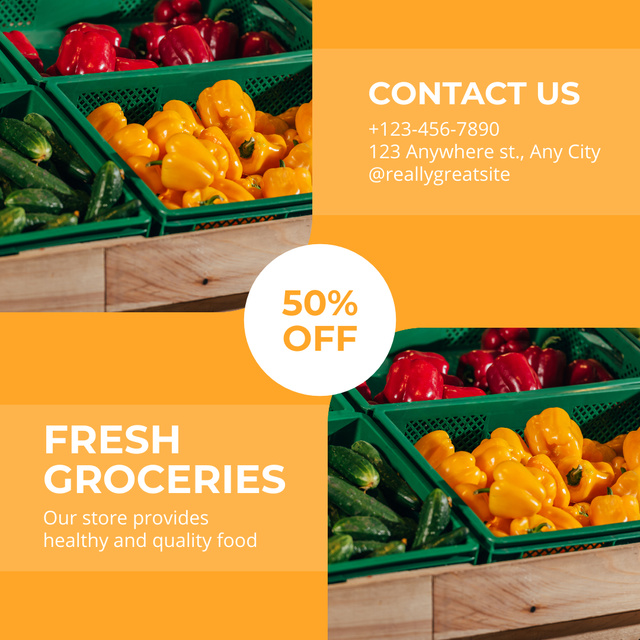 Szablon projektu Fresh Peppers And Cucumbers With Discount Instagram