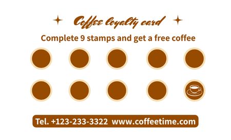 Discount in Coffee Shop with Loyalty Card Business Card 91x55mm Design Template