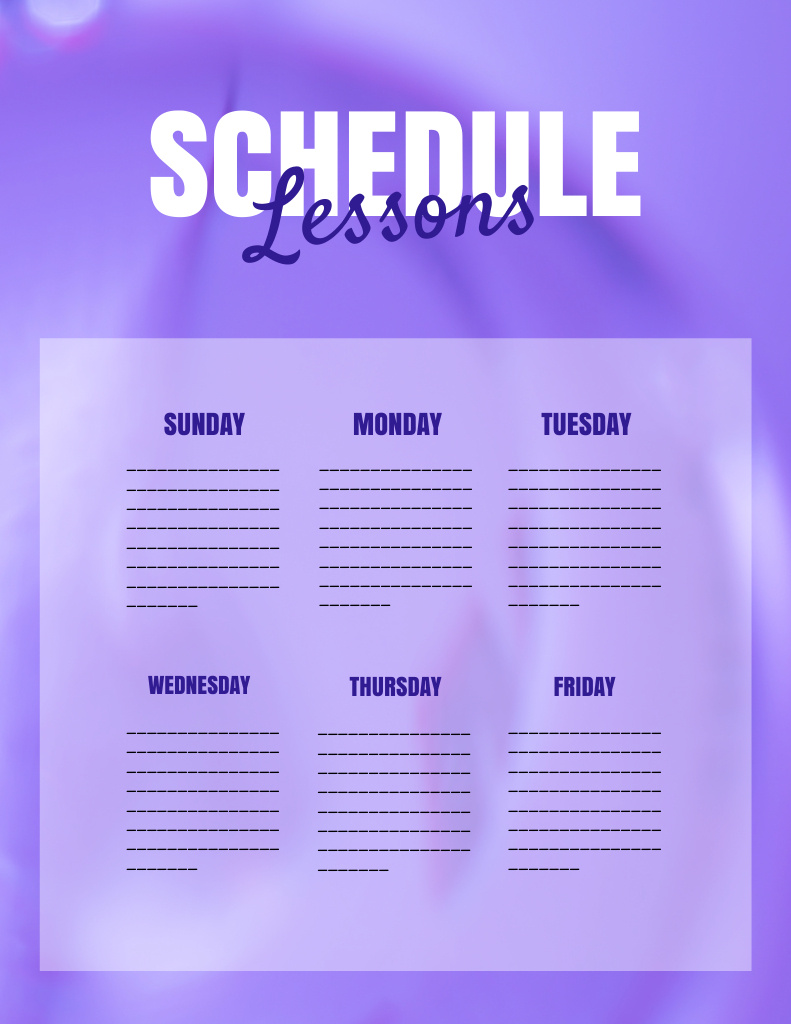 Weekly Schedule of Lessons Notepad 8.5x11in Πρότυπο σχεδίασης