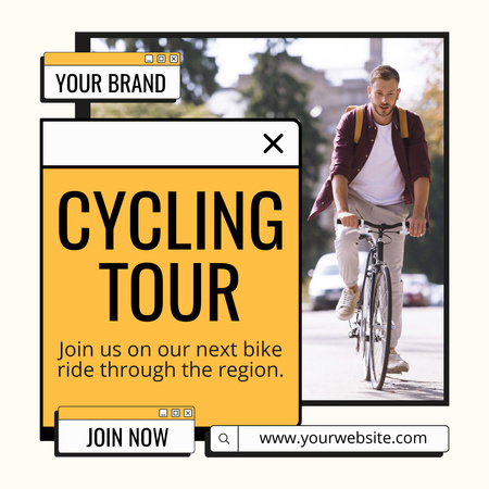 Urban Cycling Tour Announcement Instagram AD Design Template