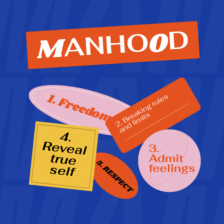 Ontwerpsjabloon van Instagram van Bright Inspirational Phrases about Manhood