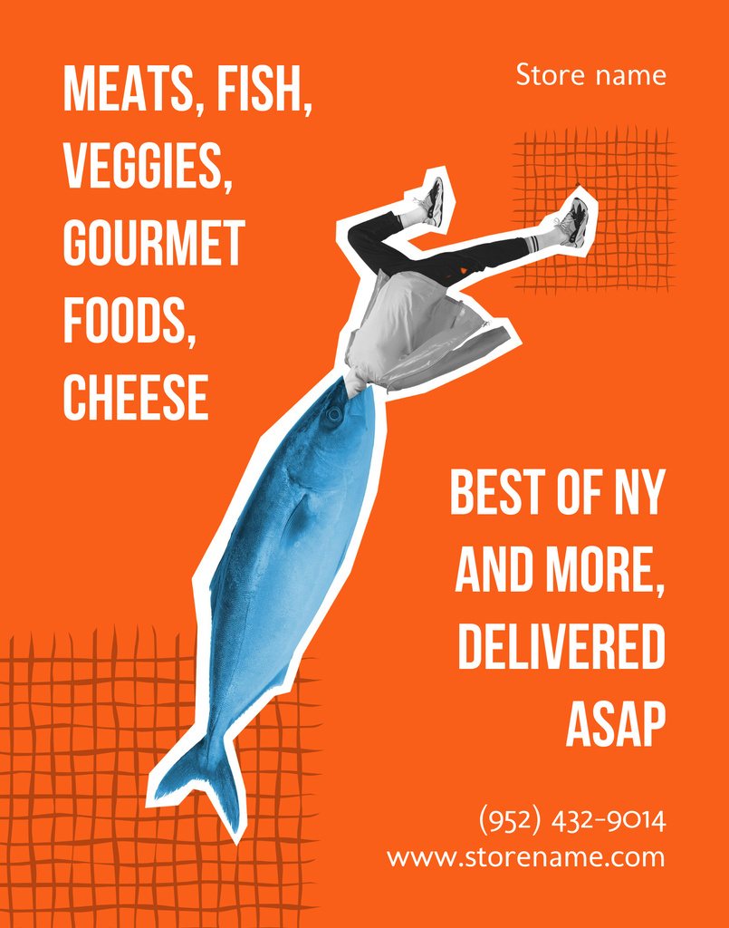 Modèle de visuel Food Delivery Offer in Orange - Poster 22x28in