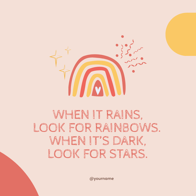 Designvorlage Colorful Rainbow With Quote About Darkness für Instagram