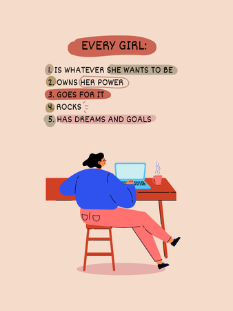 Girl Power Inspiration with Woman on Workplace Poster US Design Template