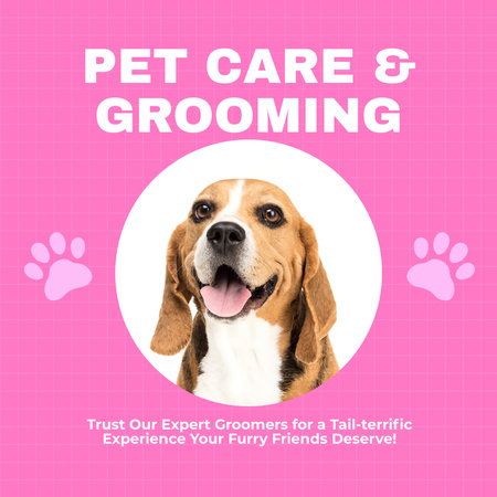 Template di design Offerta di servizi per la cura e la toelettatura degli animali domestici su Pink Instagram