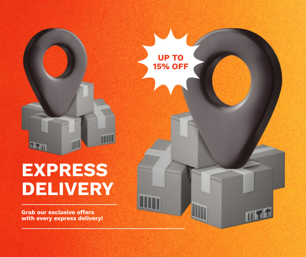 Express Delivery of Box Parcels Facebook Design Template