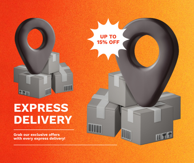 Express Delivery of Box Parcels Facebook Tasarım Şablonu