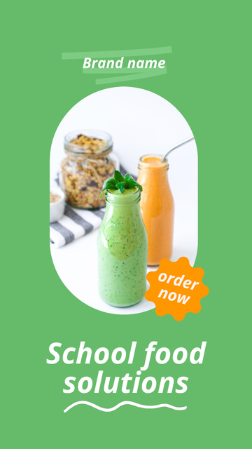School Food Ad with Fruit Smoothies Instagram Video Storyデザインテンプレート