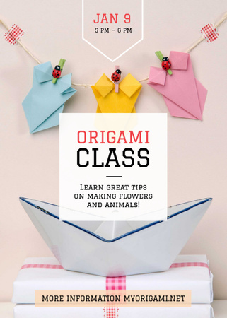 Plantilla de diseño de Origami Classes Invitation Paper Garland Flayer 