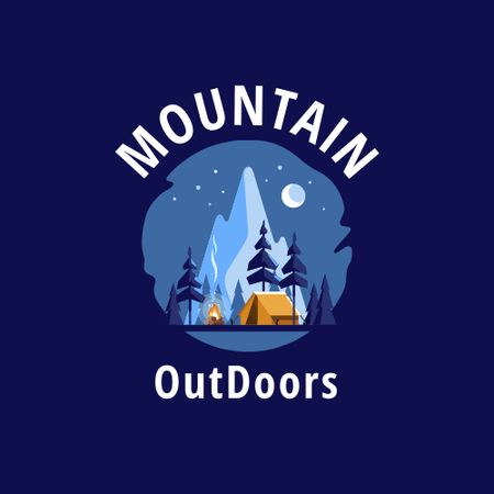 Ontwerpsjabloon van Logo van Travel Tour Offer with Mountains Illustration