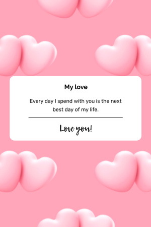 Μήνυμα αγάπης με ευγενικές καρδιές σε ροζ Postcard 4x6in Vertical Πρότυπο σχεδίασης