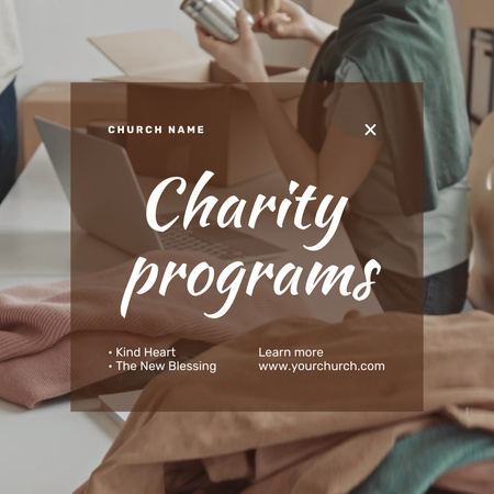 Charity Programs With Clothes In Church Animated Post Design Template