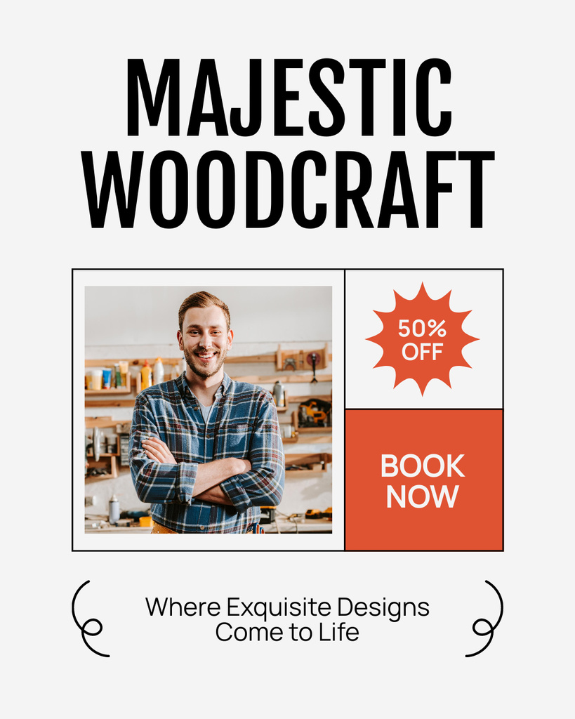 Offer of Majestic Woodcraft Services Instagram Post Vertical Tasarım Şablonu