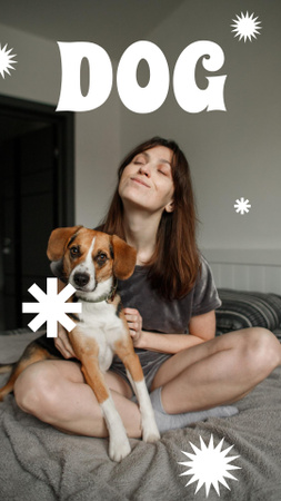 Happy Girl with her Cute Dog at Home Instagram Story Design Template