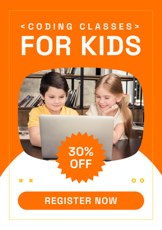 Little Kids on Coding Class Poster Design Template
