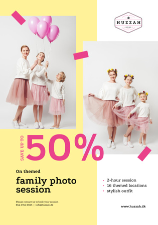 Family Photo Session Offer Mother with Daughters Poster 28x40in Design Template