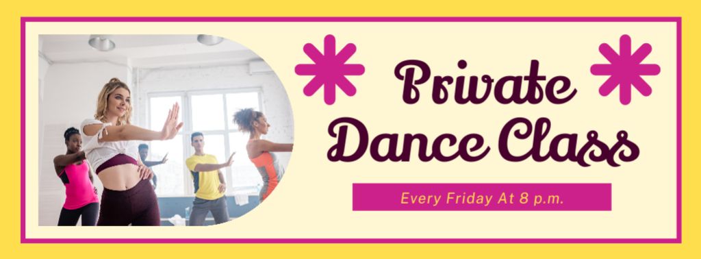 Designvorlage Ad of Private Dance Classes with People in Studio für Facebook cover