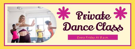 Plantilla de diseño de Anuncio de Clases Privadas de Baile con Personas en Estudio Facebook cover 