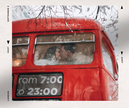 Plantilla de diseño de pareja besándose en londres autobús Facebook 