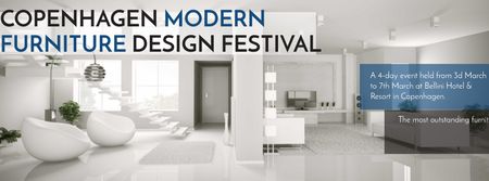 Furniture Design Festival with Modern White Room Facebook cover tervezősablon