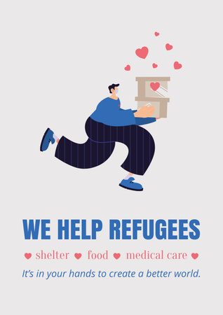 Help Refugees during War in Ukraine Poster Design Template