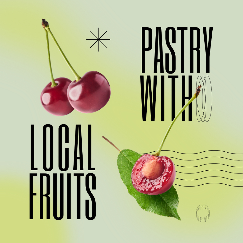 Local Fruits Offer with Cherry Instagram AD tervezősablon