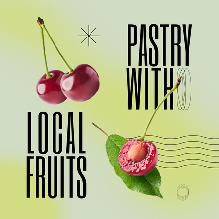 Local Fruits Offer with Cherry Instagram AD Design Template