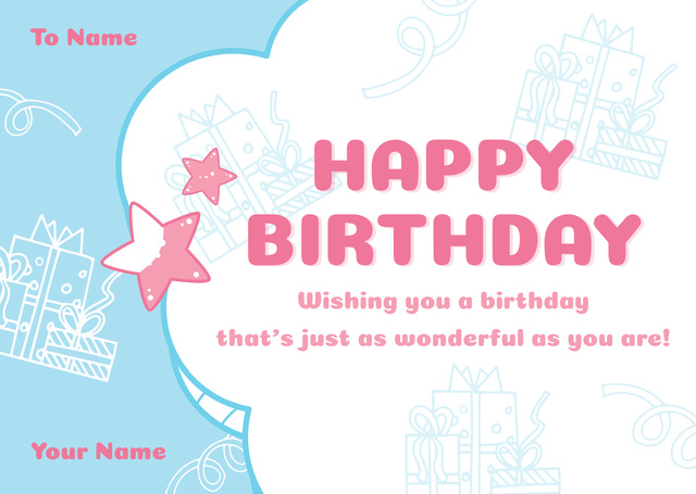 Birthday Wishes with Cute Stars Card Modelo de Design
