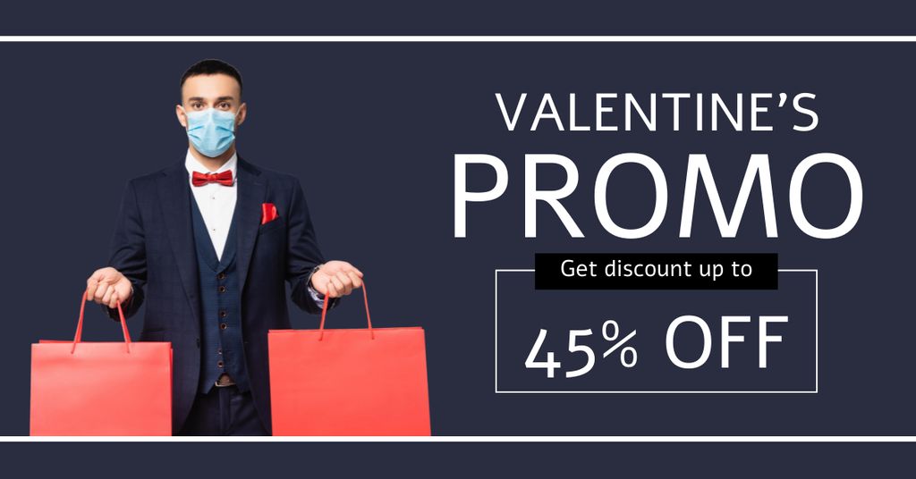 Promo Discounts for Valentine's Day Facebook ADデザインテンプレート