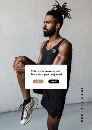Plantilla de diseño de Sport Motivation with Young Man stretching Poster 