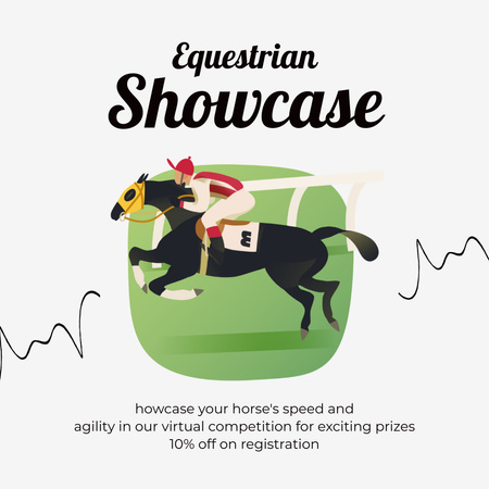 Ontwerpsjabloon van Animated Post van Gunstige korting op inschrijving voor virtuele paardensportcompetities