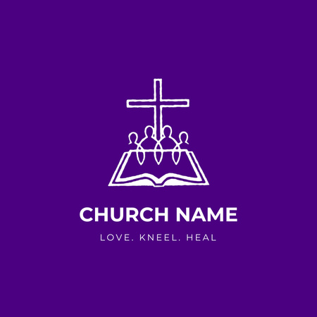 Ontwerpsjabloon van Animated Logo van Church With Bible And Cross