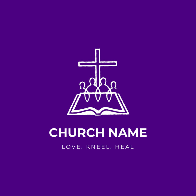 Ontwerpsjabloon van Animated Logo van Church With Bible And Cross