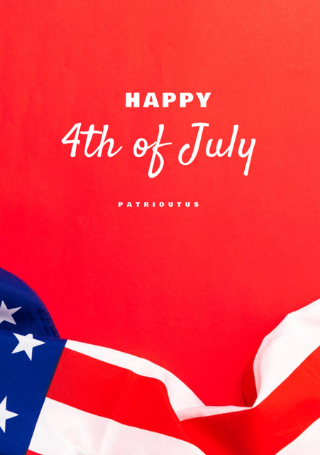 Happy Independence Day Greeting on Red Postcard A5 Vertical Design Template