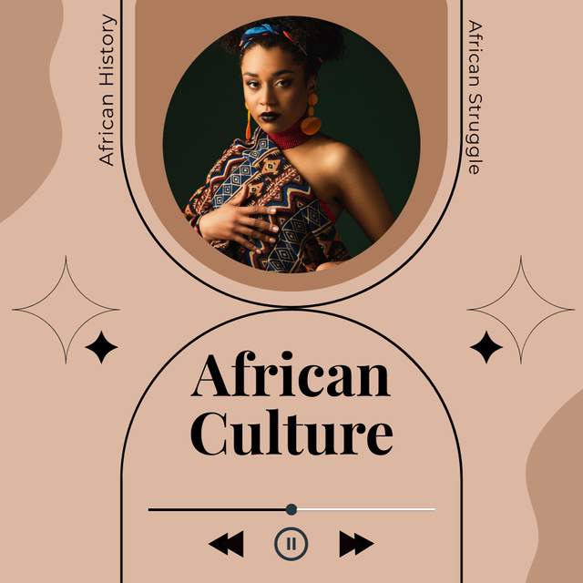 Designvorlage African Culture Podcast Cover with Woman in Ethnic Clothes für Podcast Cover