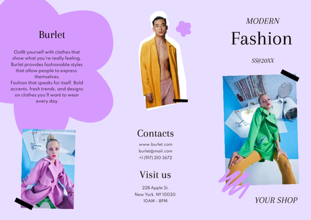 Glamorous Fashion Store Promotion With Outfits Brochure Modelo de Design