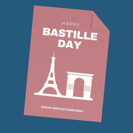 Bastille Day Announcement with Eiffel Tower Instagram Design Template