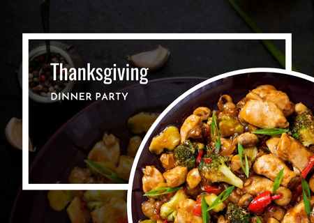 Designvorlage Roasted Turkey for Thanksgiving Dinner Party für Flyer A6 Horizontal