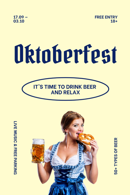 Oktoberfest Lively Festivity Alert Flyer 4x6in Design Template