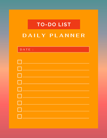 Bright Orange Daily to Do List Notepad 8.5x11in Design Template