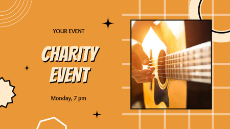 Oznámení o charitativní akci s kytaristou FB event cover Šablona návrhu